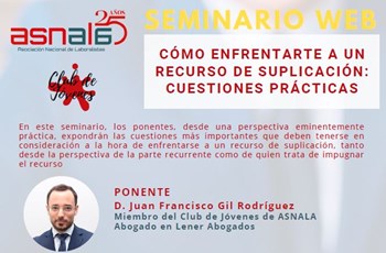 Lener en el webinar “Cómo enfrentarte a un recurso de suplicación: cuestiones prácticas”